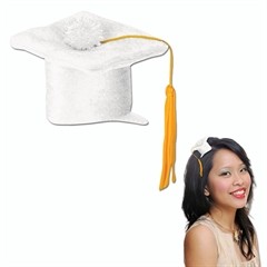 White Grad Cap  Fascinator Clip