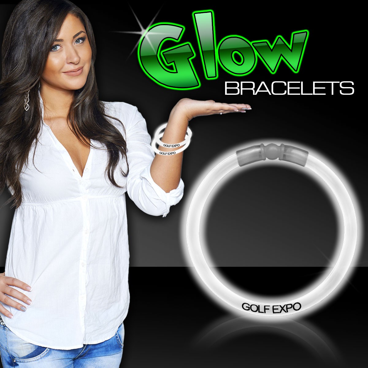 White Superior 8" Glow Bracelets