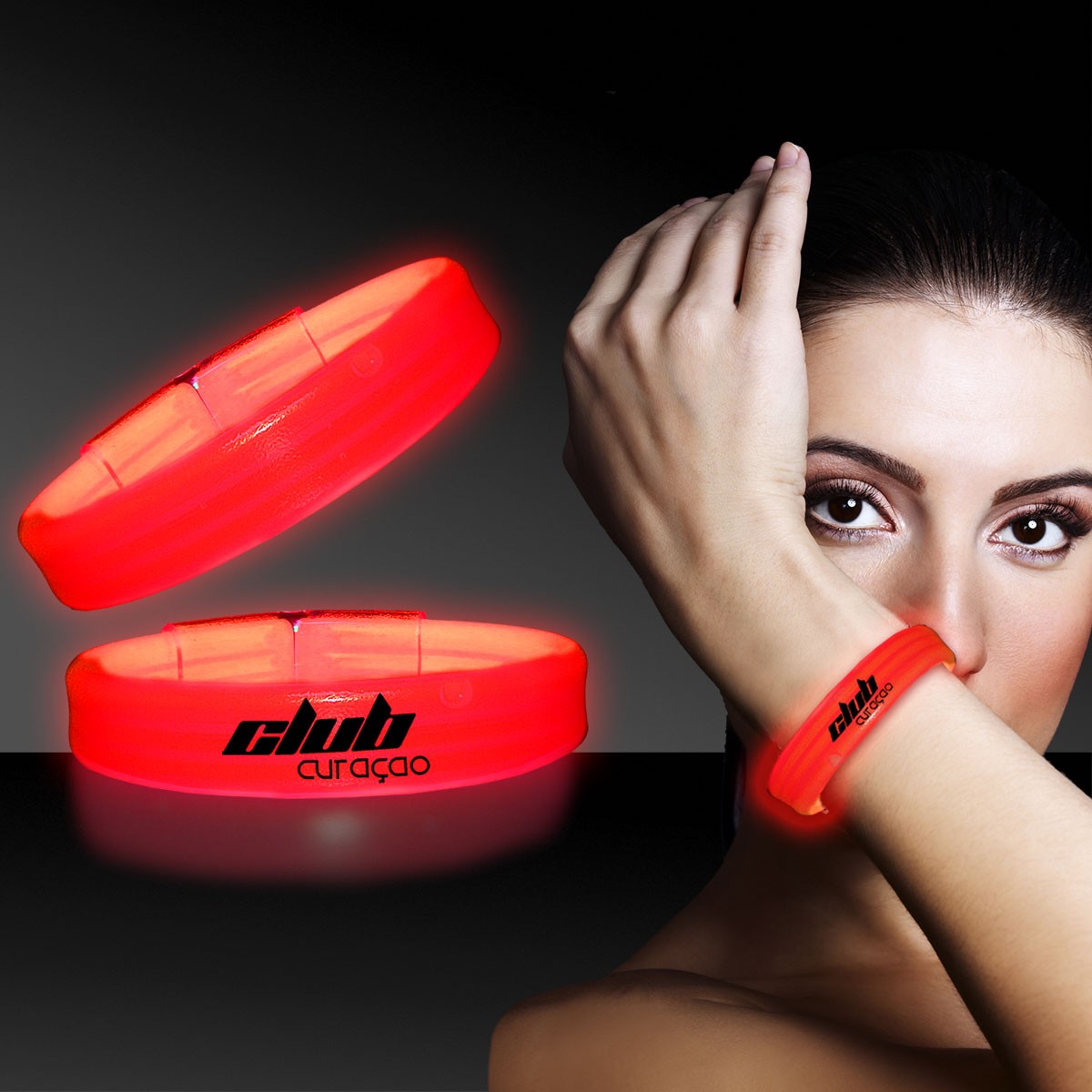Red Deluxe Triple Wide 9 Inch Glow Bracelet 
