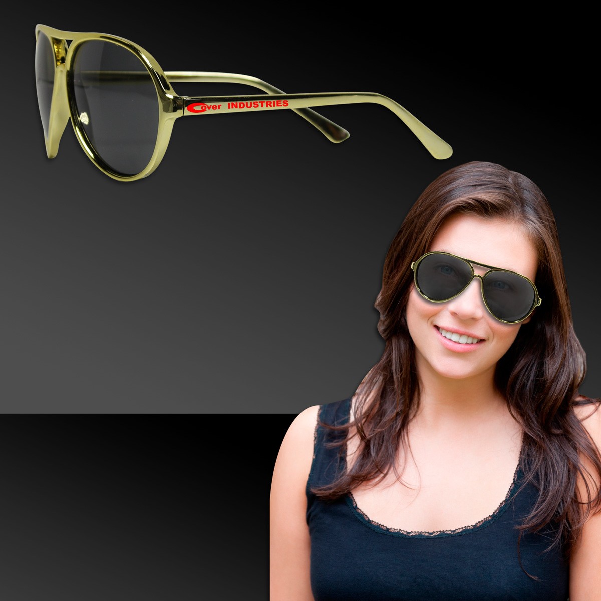 Gold Metallic Aviator Sunglasses 