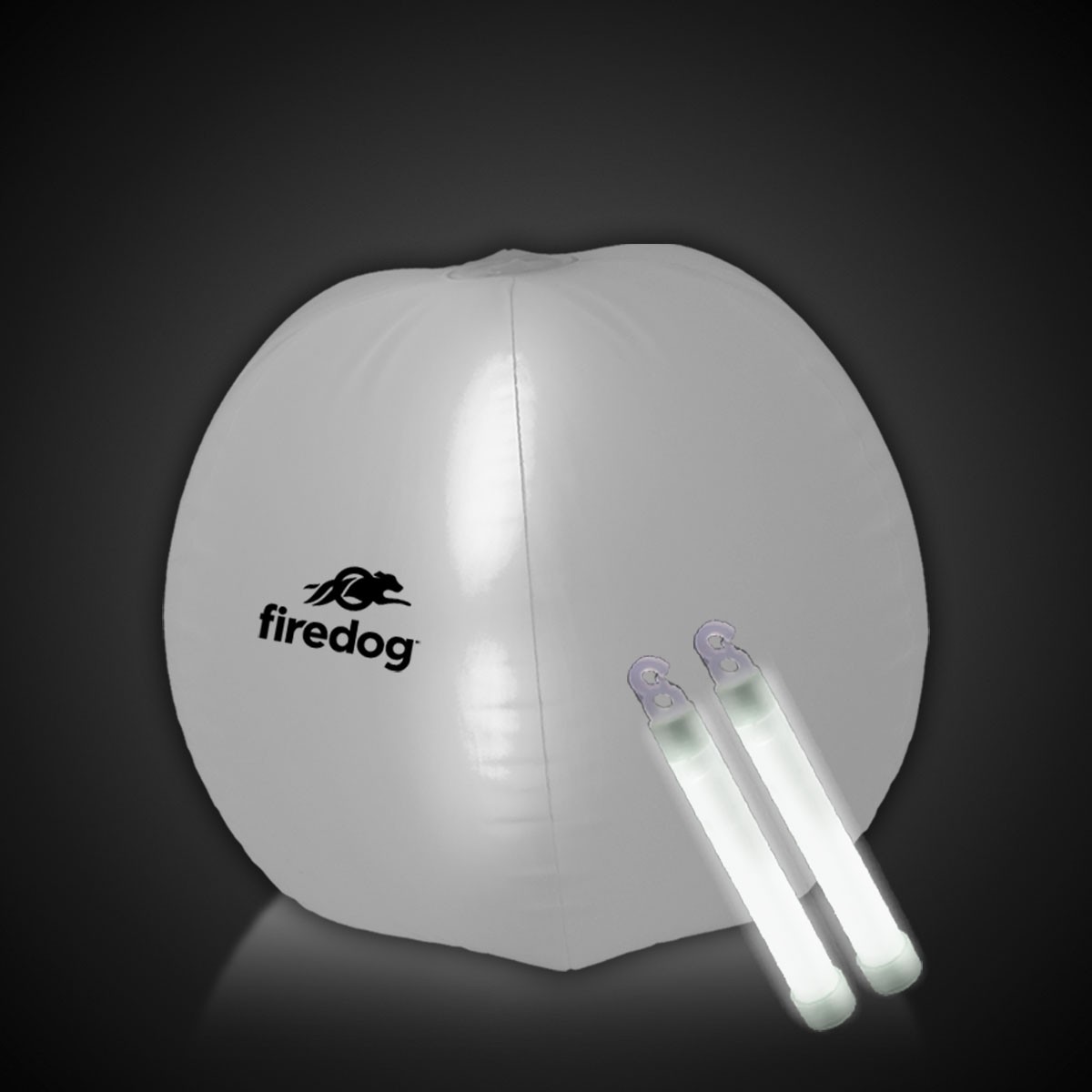 24 Inch Inflatable Beach Ball with 2 - 6 Inch WHITE Glow Sticks 