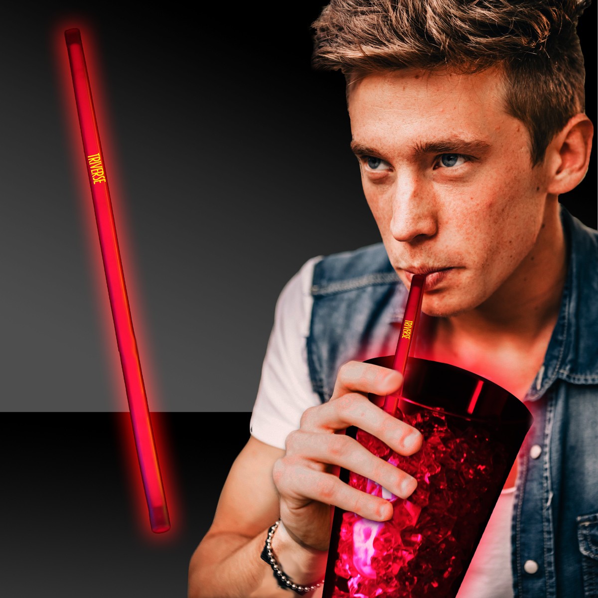 Red Supreme Glow 9 Inch Straws