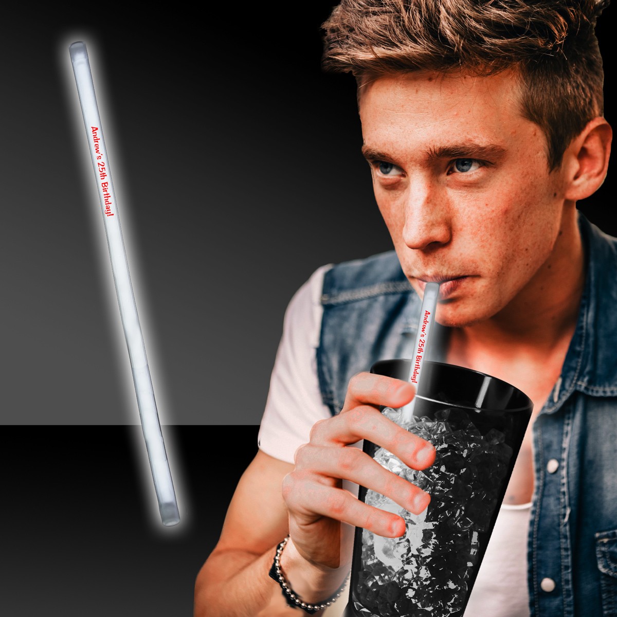White  Supreme Glow 9 Inch Straws