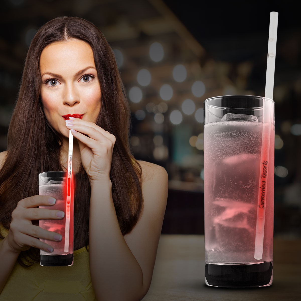 Red Glow Motion Straws - 9"  