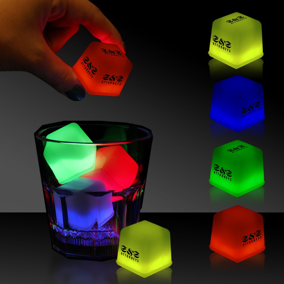 1" Glowing Ice Cubes 
