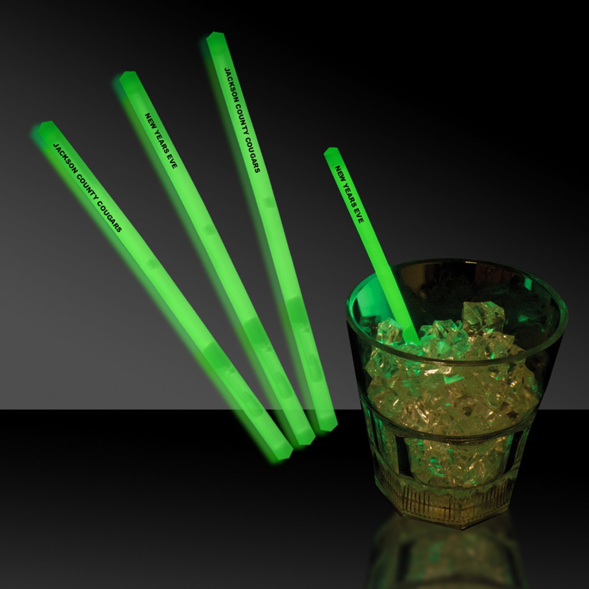 Green 5" Glow Swizzle Sticks/Drink Stirrers