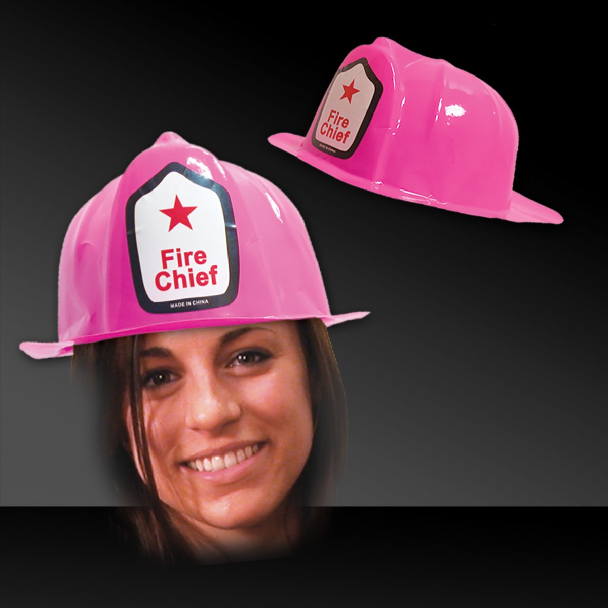 Pink Plastic Fire Fighter Hat 