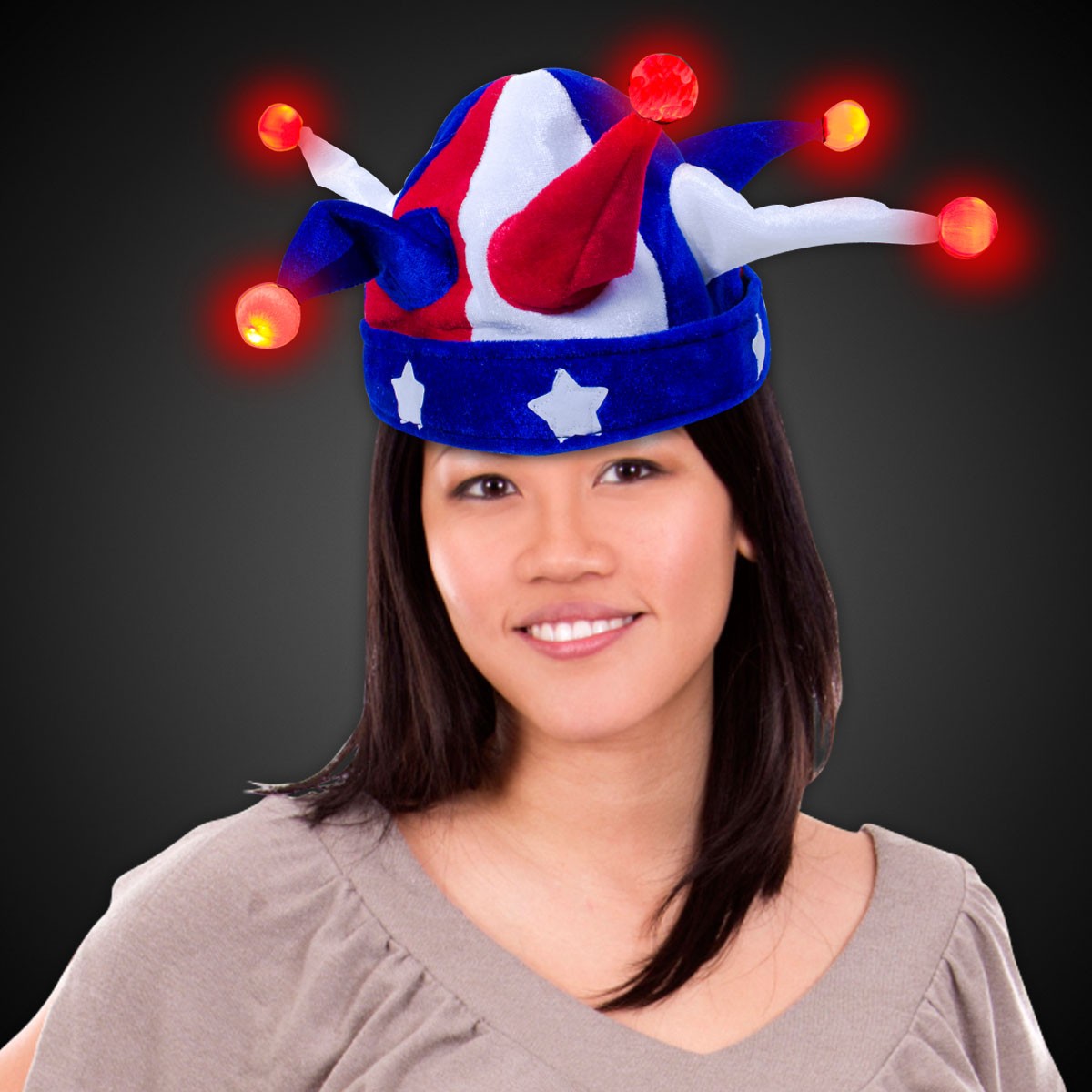 Light Up USA Jester Hat - Unimprintable - Hats