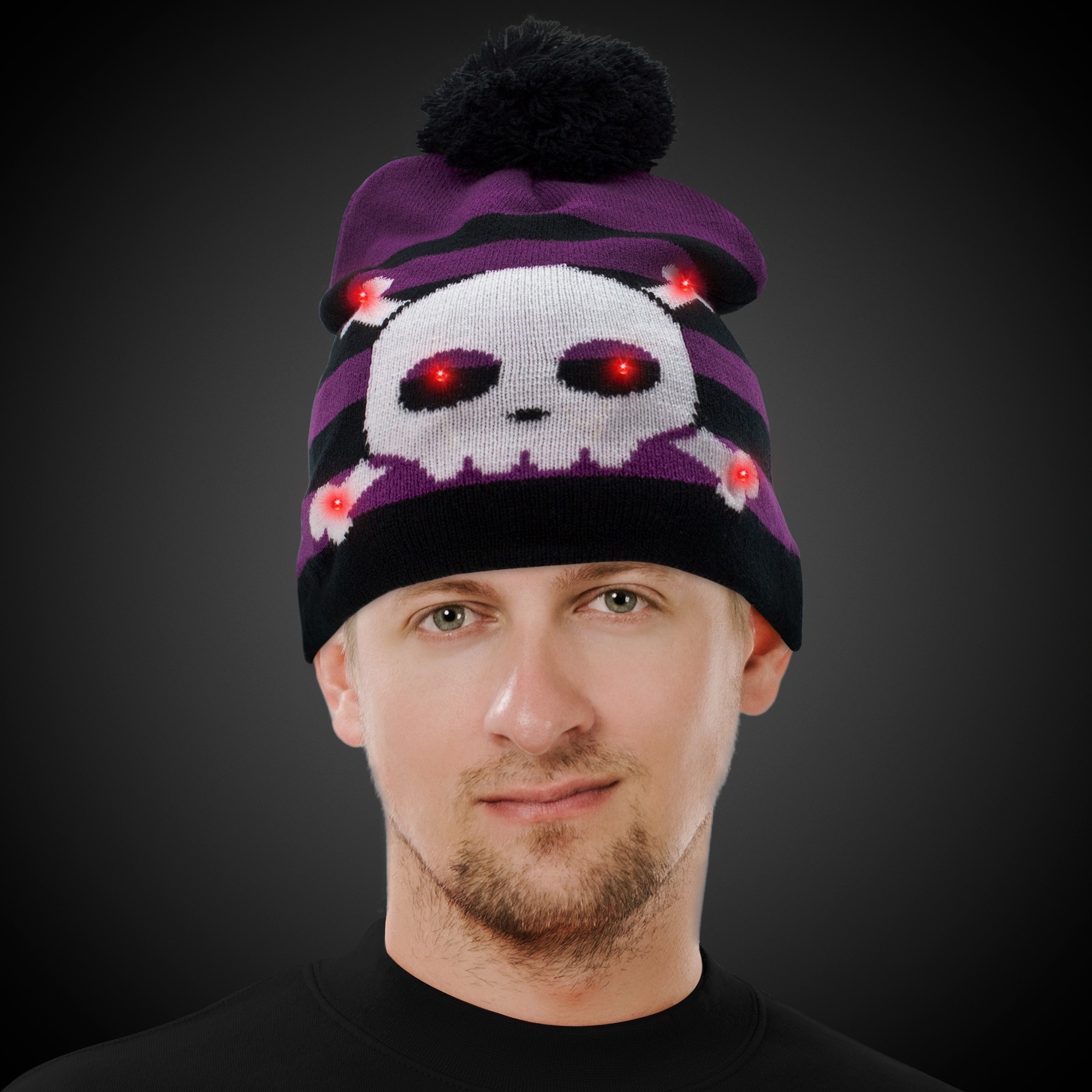 Skull and Crossbones LED Knit Hat