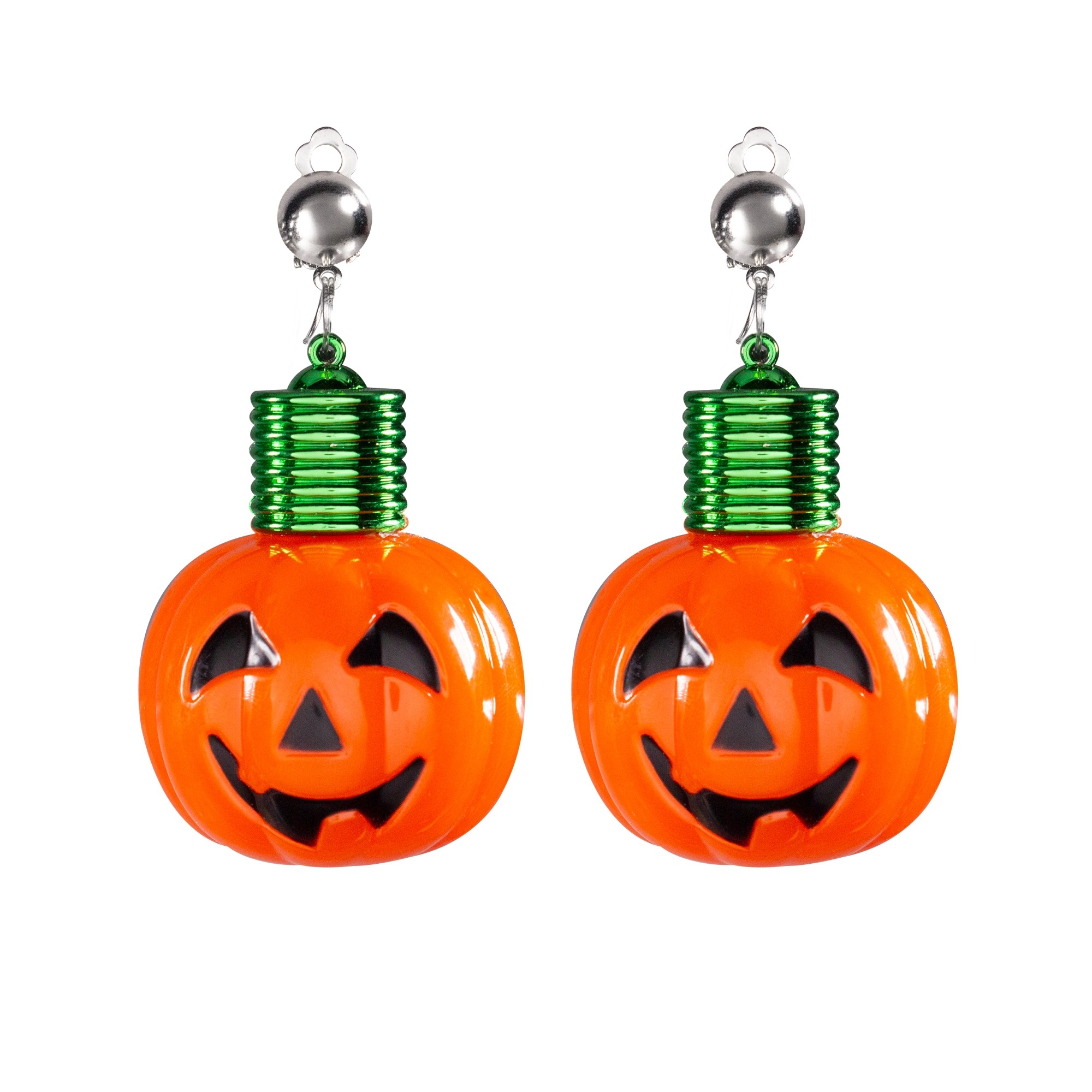 Jumbo Pumpkin LED Clip On Earrings - Light Up Novelties