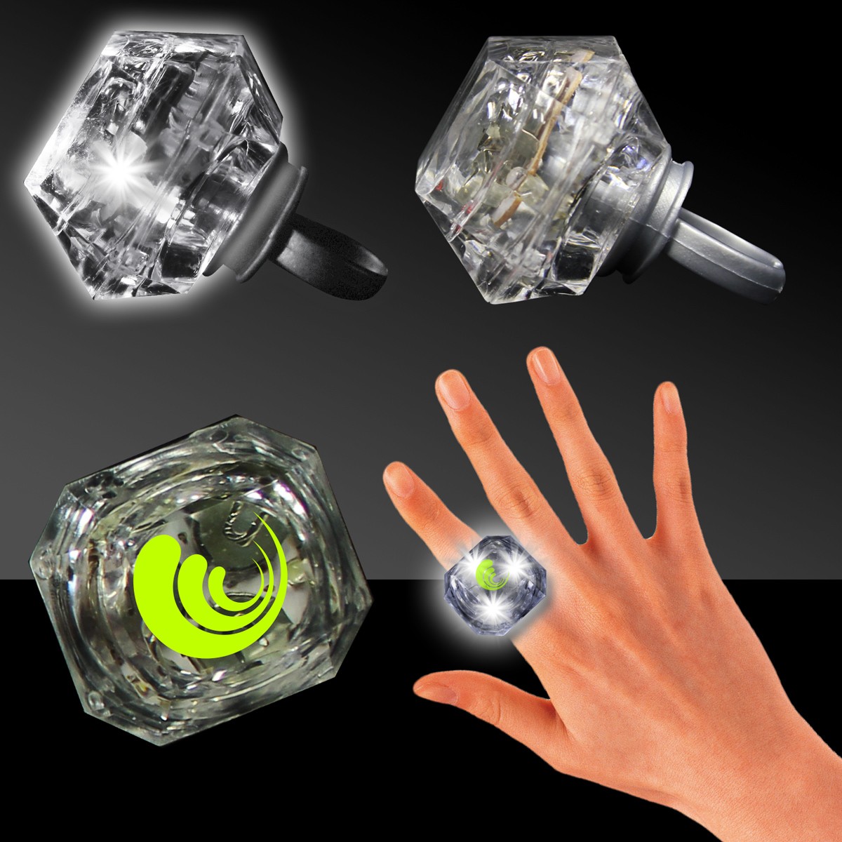Clear Light Up Diamond Rings