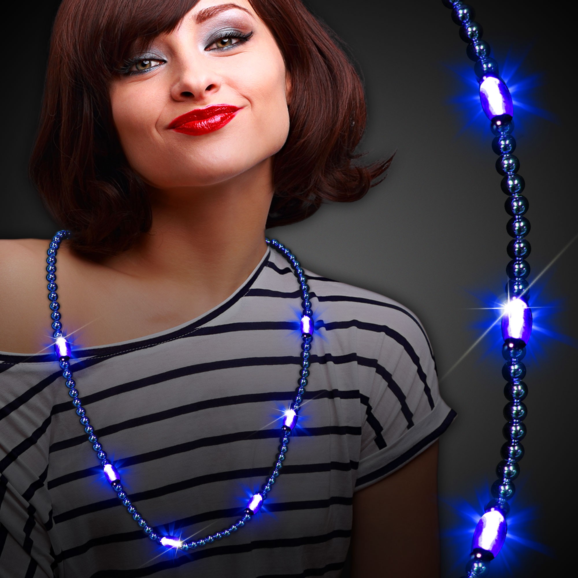 Blue LED Beaded Necklaces 