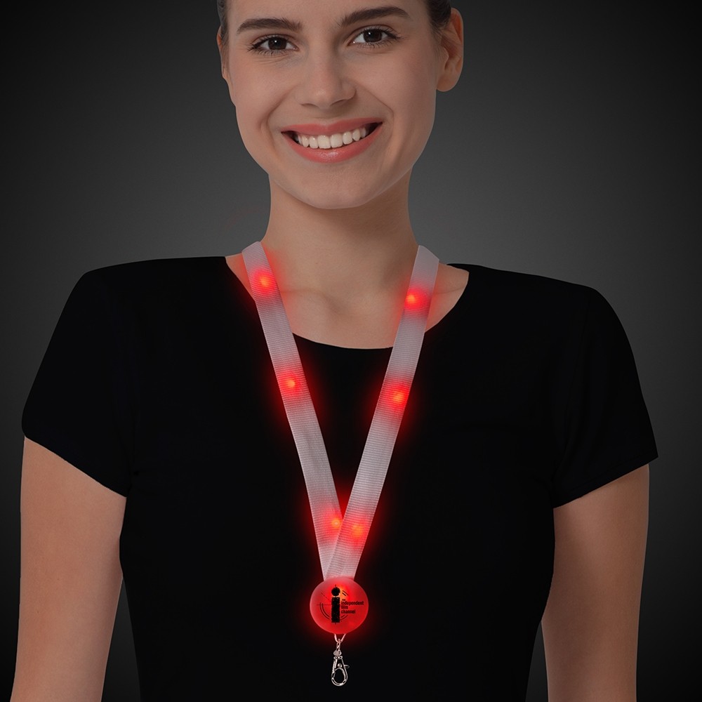 Red Light Up Flat Fabric Lanyards 