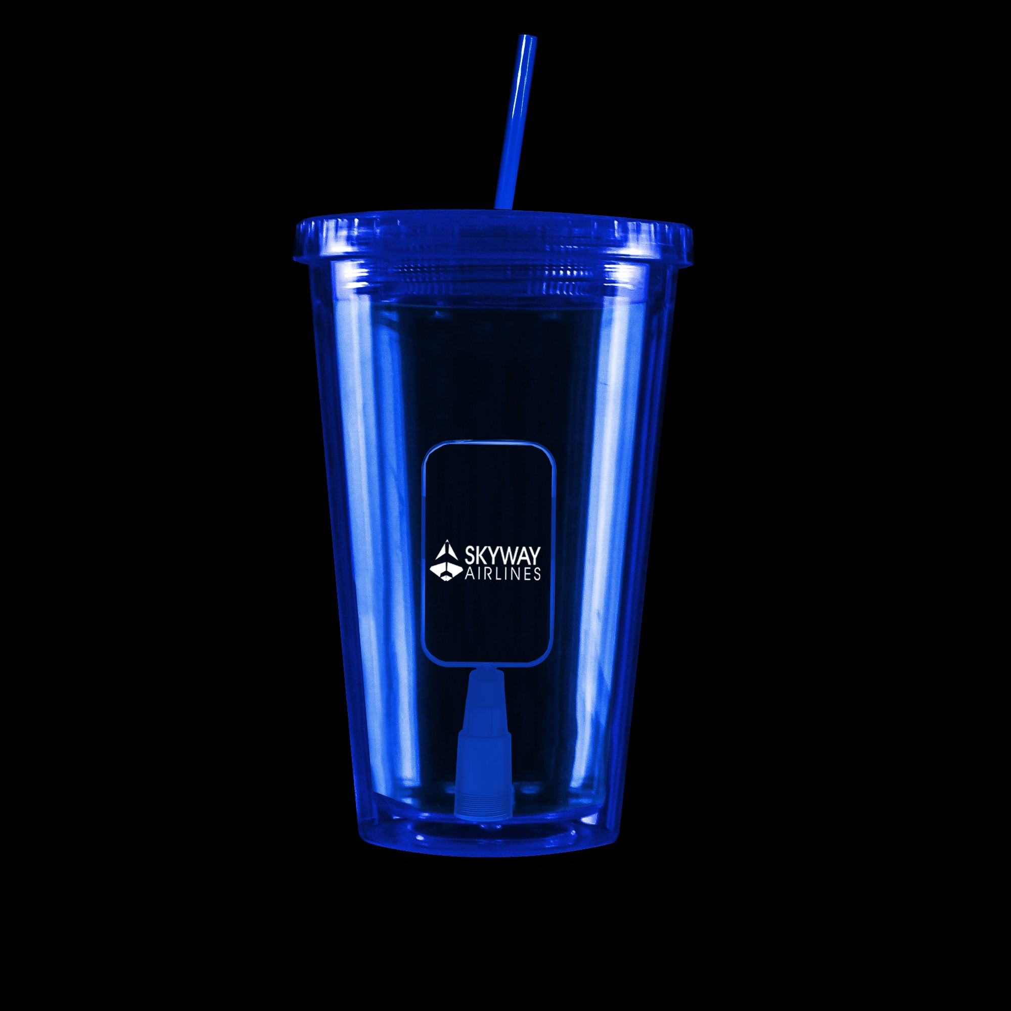Blue Light Up Travel Cup with Dog Tag Insert
