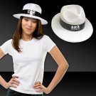 White Plastic Fedora with Black Band 