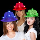 Sequin LED Fedora Hats (Imprintable Bands Available) 