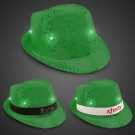 Green Sequin LED Fedora Hats (Imprintable Bands Available)