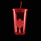 Red Light Up Travel Cup with Snowflake Insert