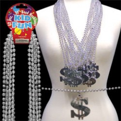 Silver Dollar Sign Beads