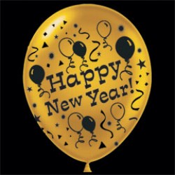 Gold Happy New Year Latex Balloons - 14 Inch, 25 Pack