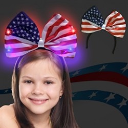 USA Flag Bow Light Up Headband