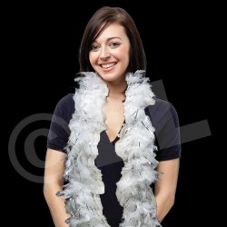 White with Silver Tinsel Feather Boa 