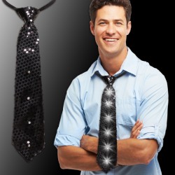Black Sequin LED Neckties - 14 Inch