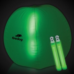 24 Inch Inflatable Beach Ball with 2 - 6 Inch GREEN Glow Sticks 