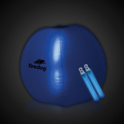 24 Inch Inflatable Beach Ball with 2 - 6 Inch BLUE Glow Sticks 