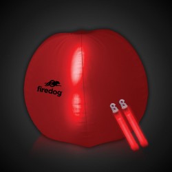 24 Inch Inflatable Beach Ball with 2 - 6 Inch RED Glow Sticks 