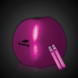 24 Inch Inflatable Beach Ball with 2 - 6 Inch PINK Glow Sticks 