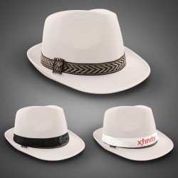 White Funky Fedora (Imprintable Bands Available)