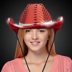RED SEQUIN LED COWBOY HAT