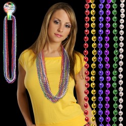 Assorted Color Metallic Beaded Mardi Gras Necklaces