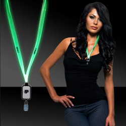 Light Up Green LED Lanyard with Badge Clip