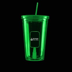 Green Light Up Travel Cup with Dog Tag Insert