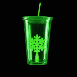 Green Light Up Travel Cup with Snowflake Insert