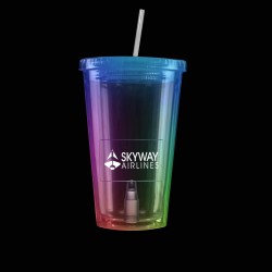 Multi Color Light Up Travel Cup with Rectangle Insert