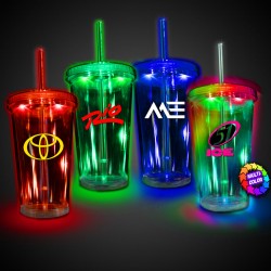 Light Up Travel Cup with CLEAR Lid and Straw