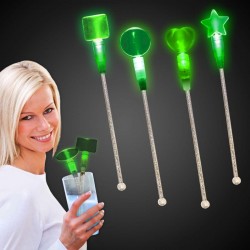 Blue Light Up Cocktail Stirrers - Variety of Shapes